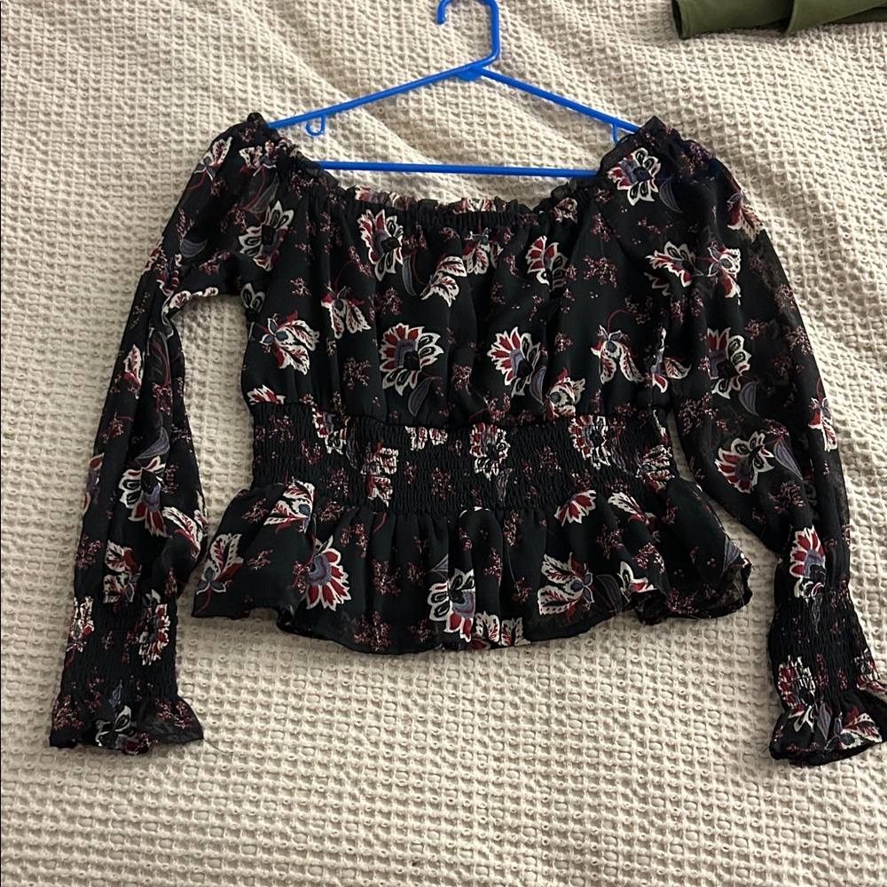 Patrons of Peace Black Floral Blouse